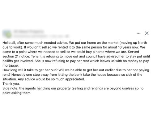 comment left on a forum about a problem tenant
